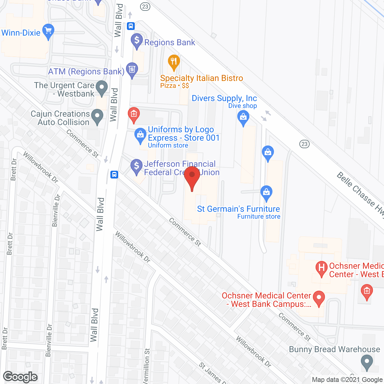 Map of the neighborhood around Belle Vie Living Center