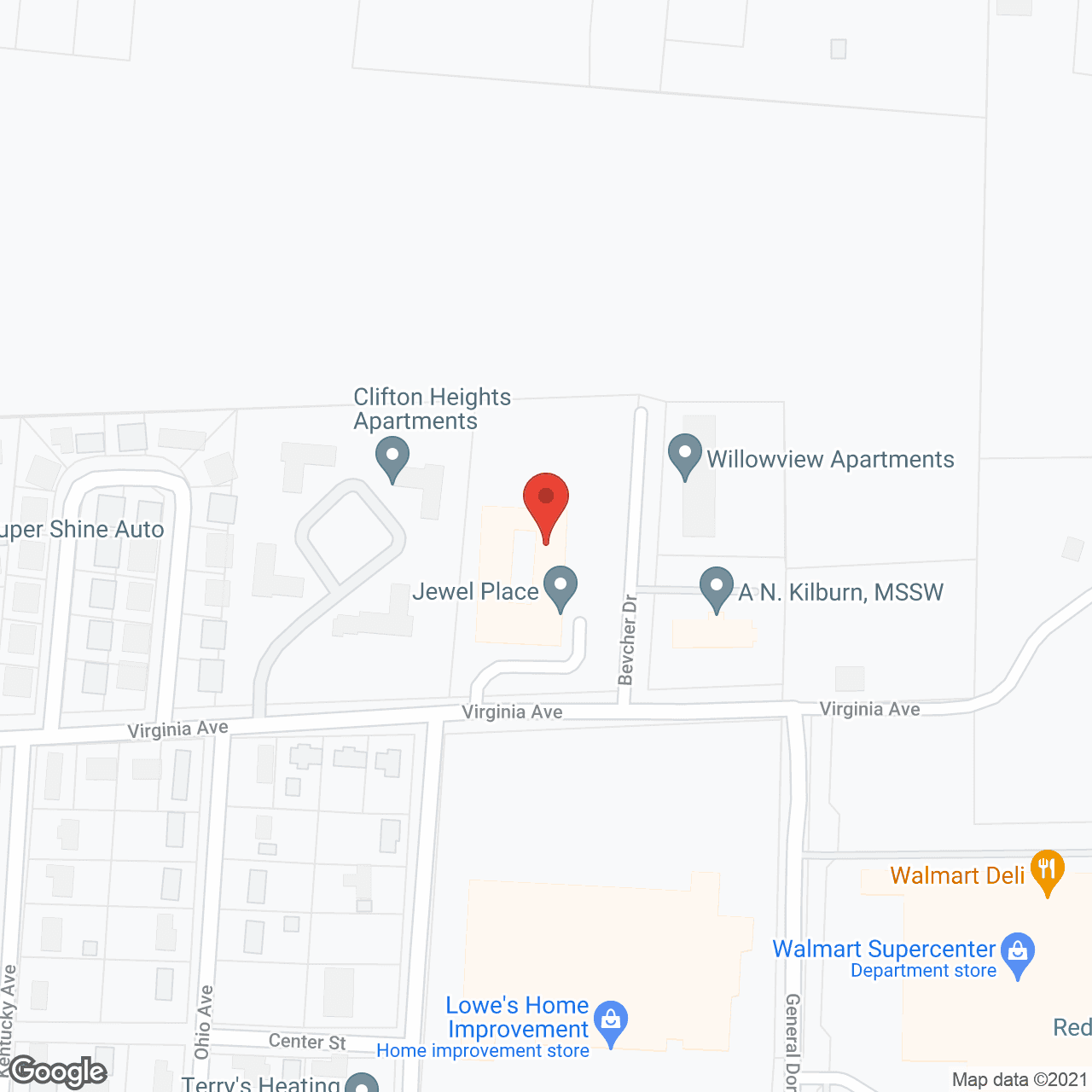 Map of the neighborhood around Jewel Place