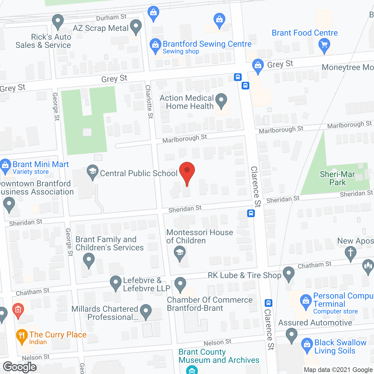 Map of the neighborhood around Sheridan Villa