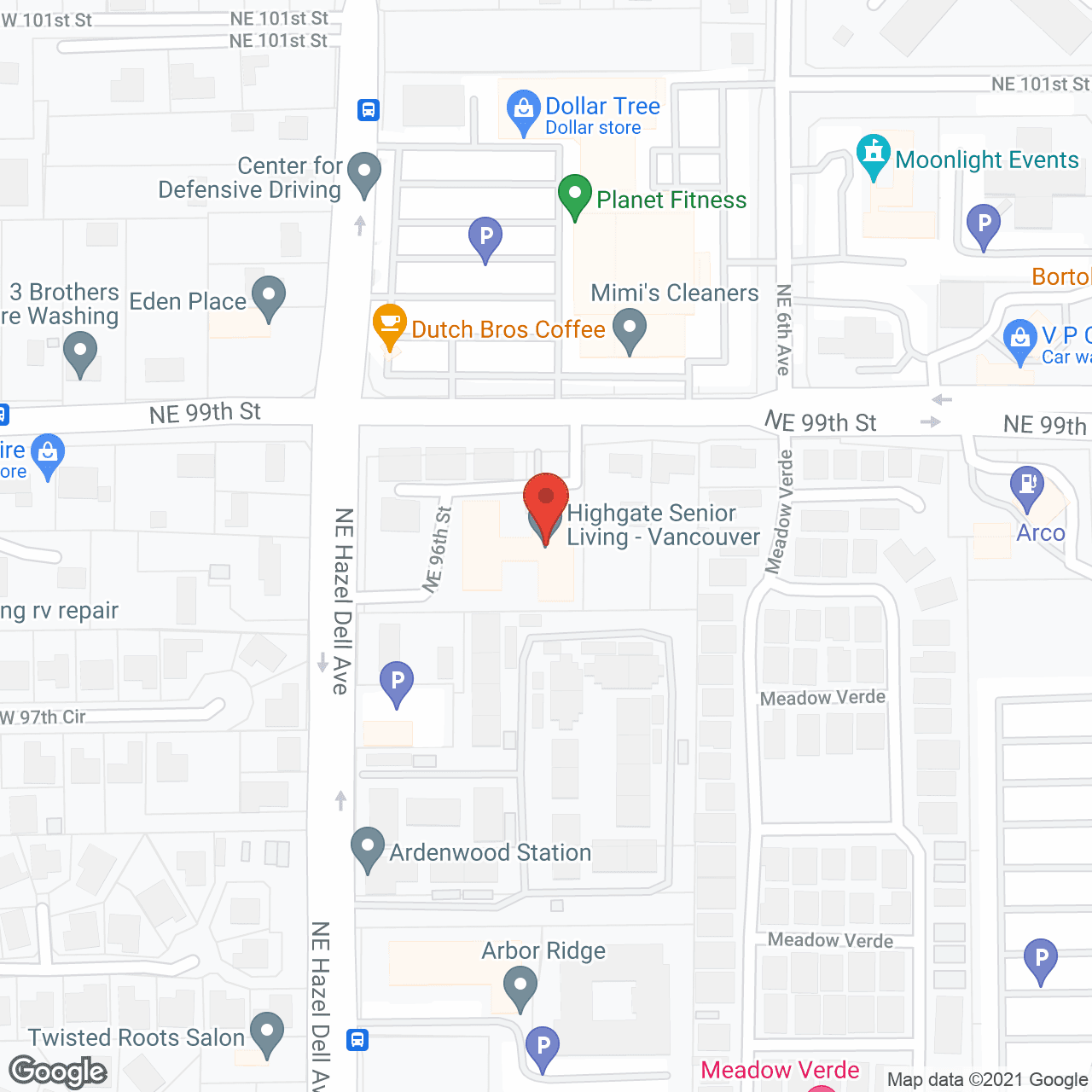 Map of the neighborhood around Highgate Senior Living
