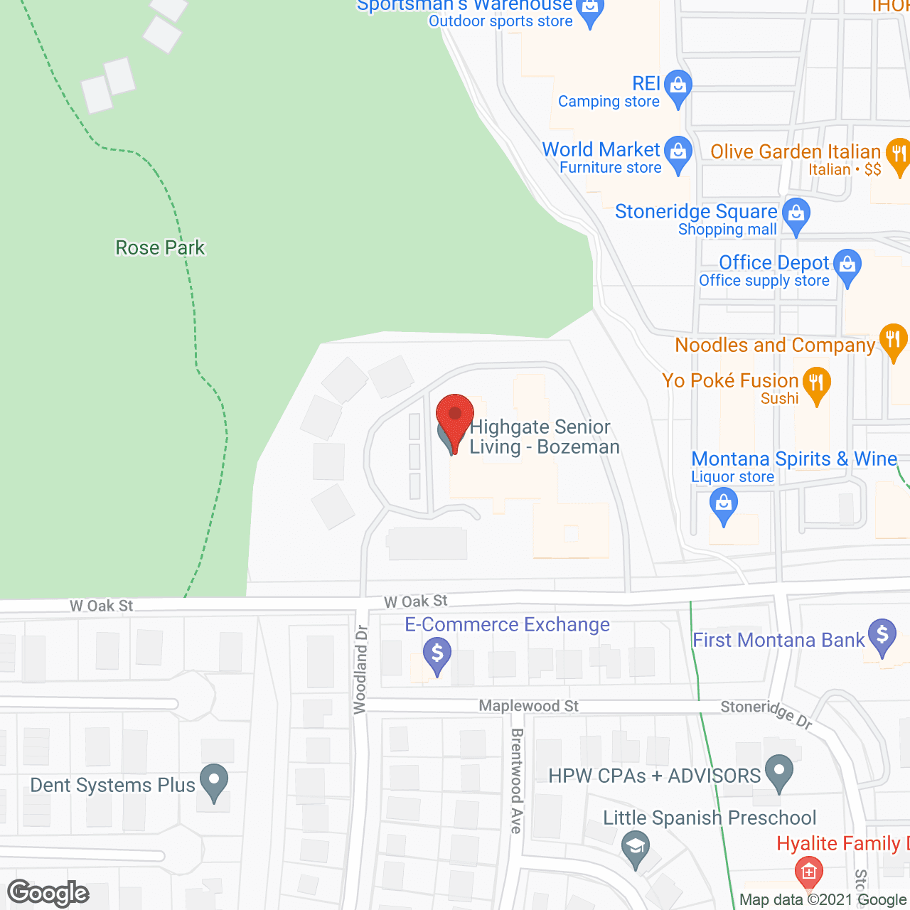 Map of the neighborhood around Bozeman Highgate Senior Living