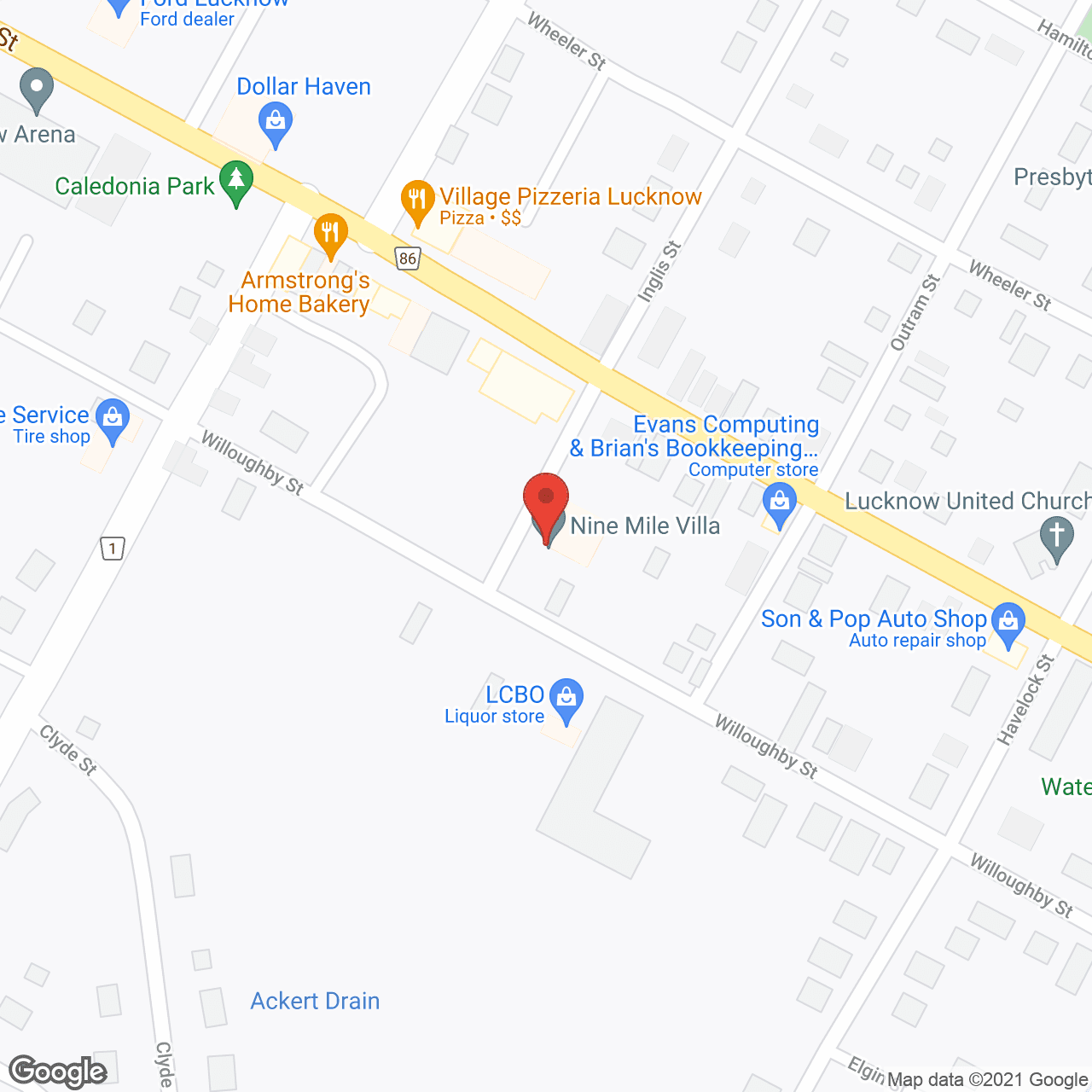 Map of the neighborhood around Nine Mile Villa