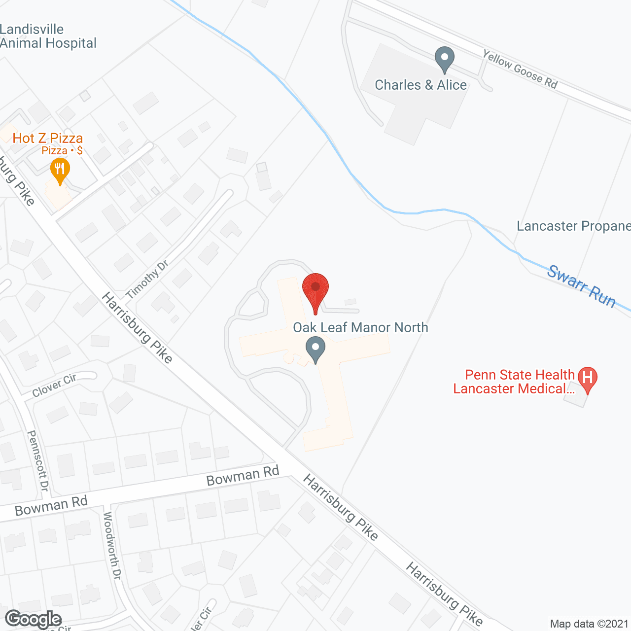 Map of the neighborhood around Oak Leaf Manor North