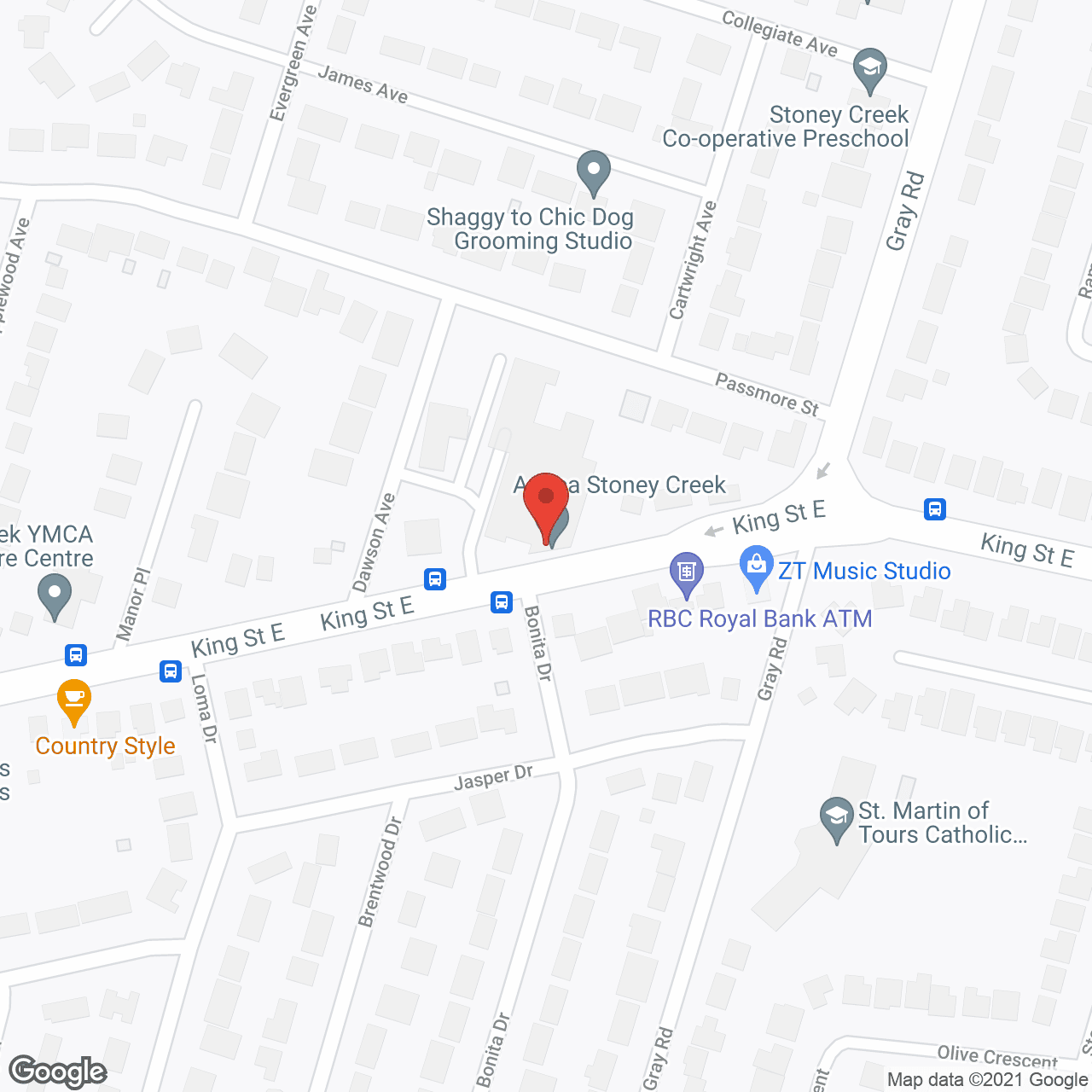 Map of the neighborhood around Amica Stoney Creek