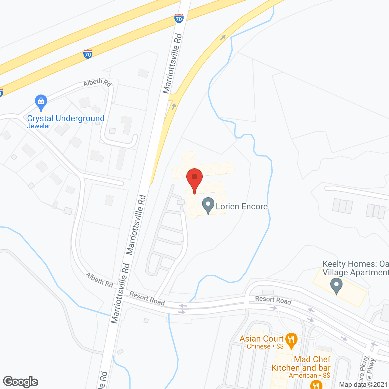 Map of the neighborhood around Lorien Encore
