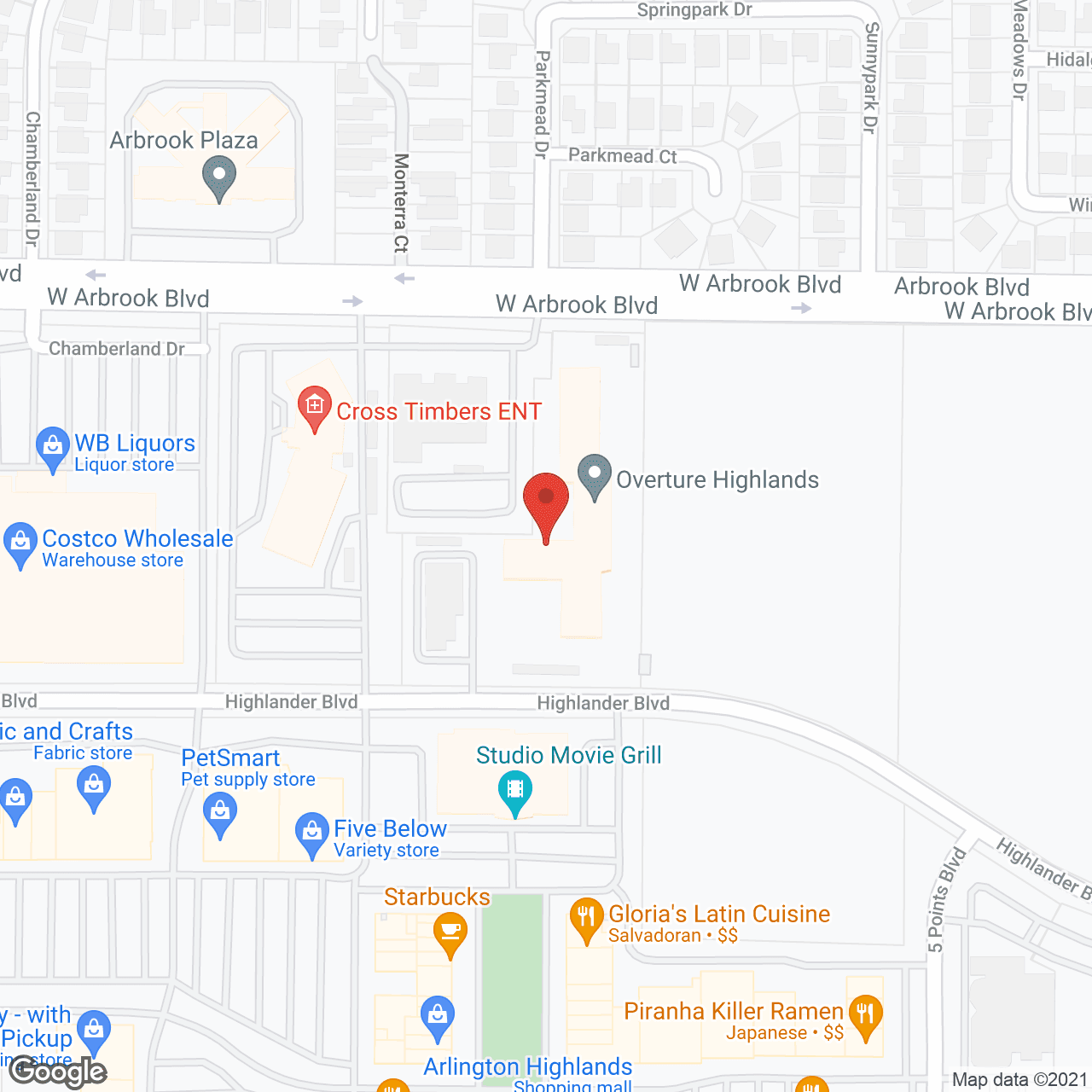 Map of the neighborhood around Overture Highlands 55+ Apartment Homes