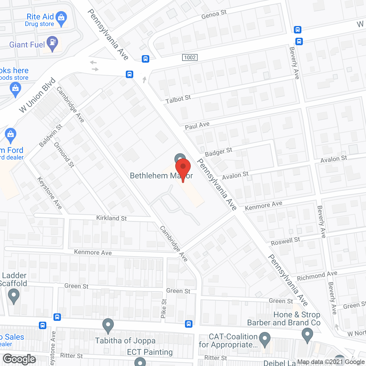 Map of the neighborhood around Bethlehem Manor Senior Living