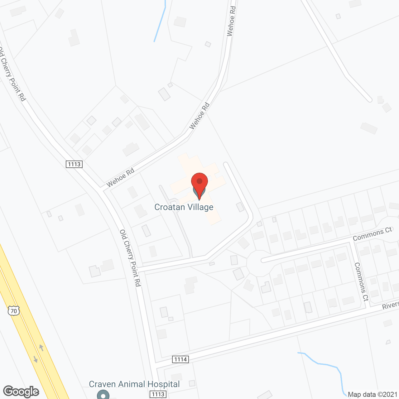 Map of the neighborhood around The Ridge at New Bern