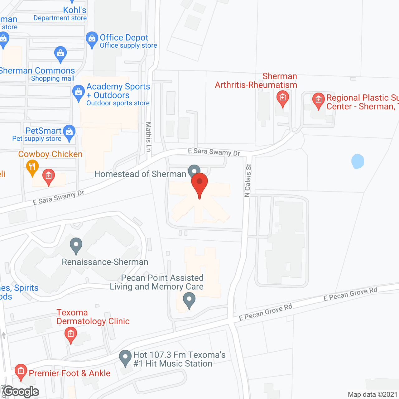 Map of the neighborhood around The Homestead Of Sherman