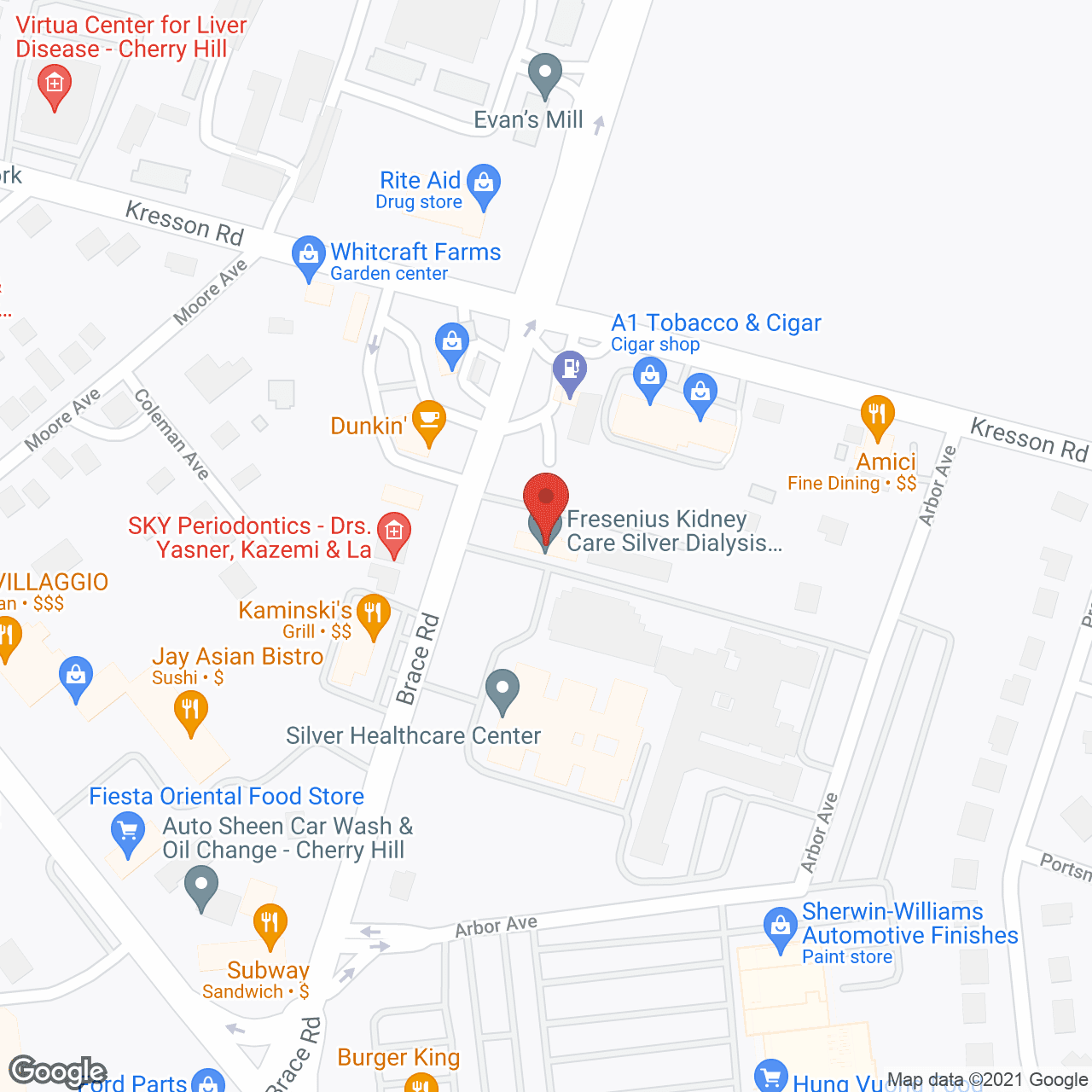 Map of the neighborhood around Silver Healthcare Center