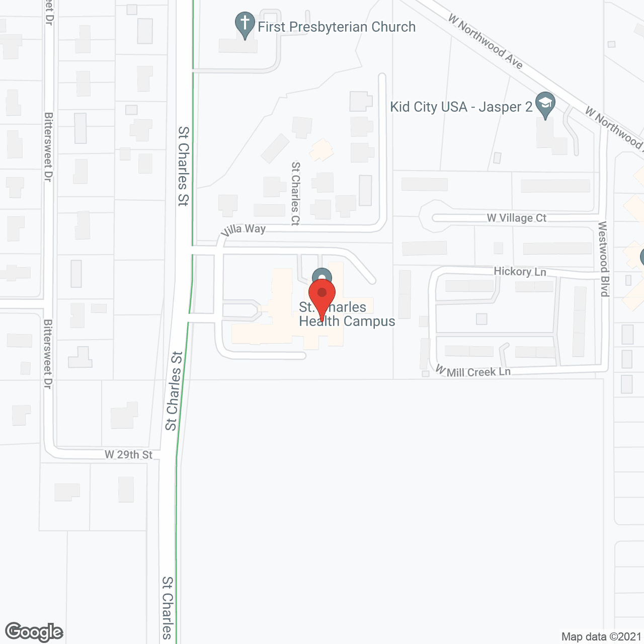 Map of the neighborhood around St Charles Health Campus