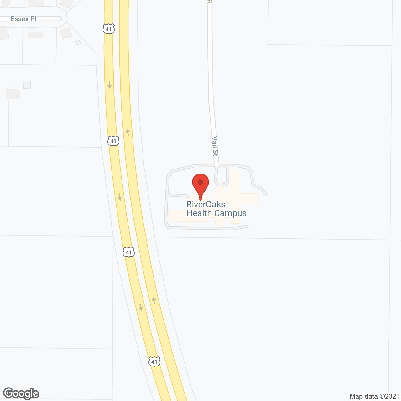 Map of the neighborhood around RiverOaks Health Campus