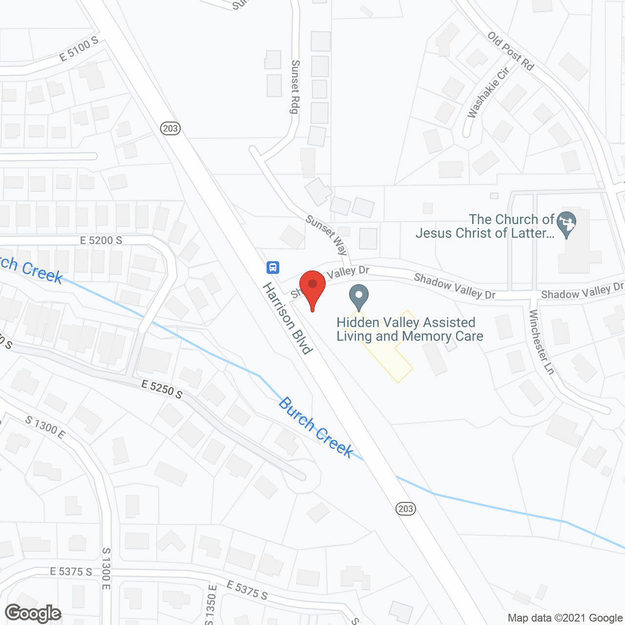 Map of the neighborhood around Hidden Valley Assisted Living and Memory Care