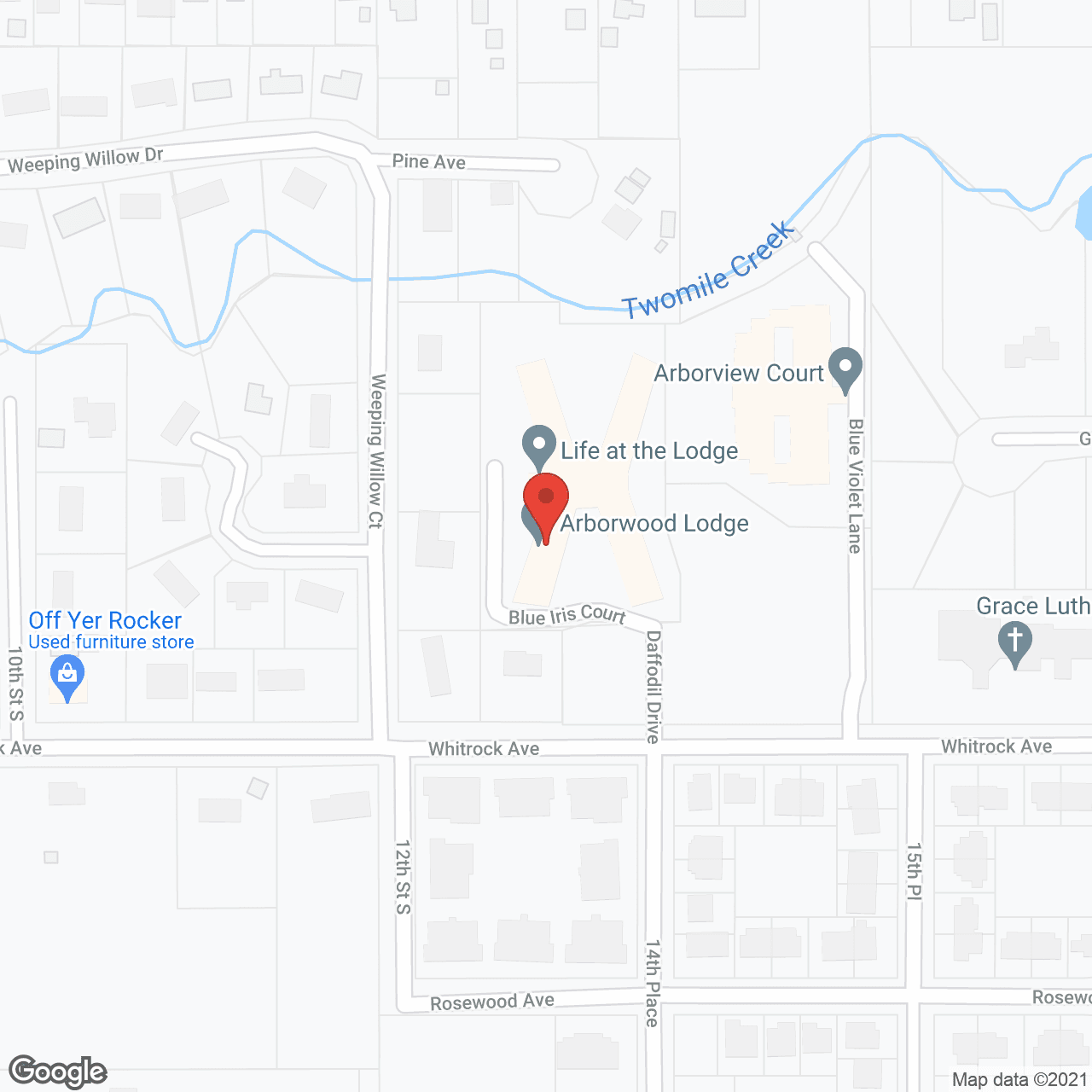Map of the neighborhood around Arborwood Lodge