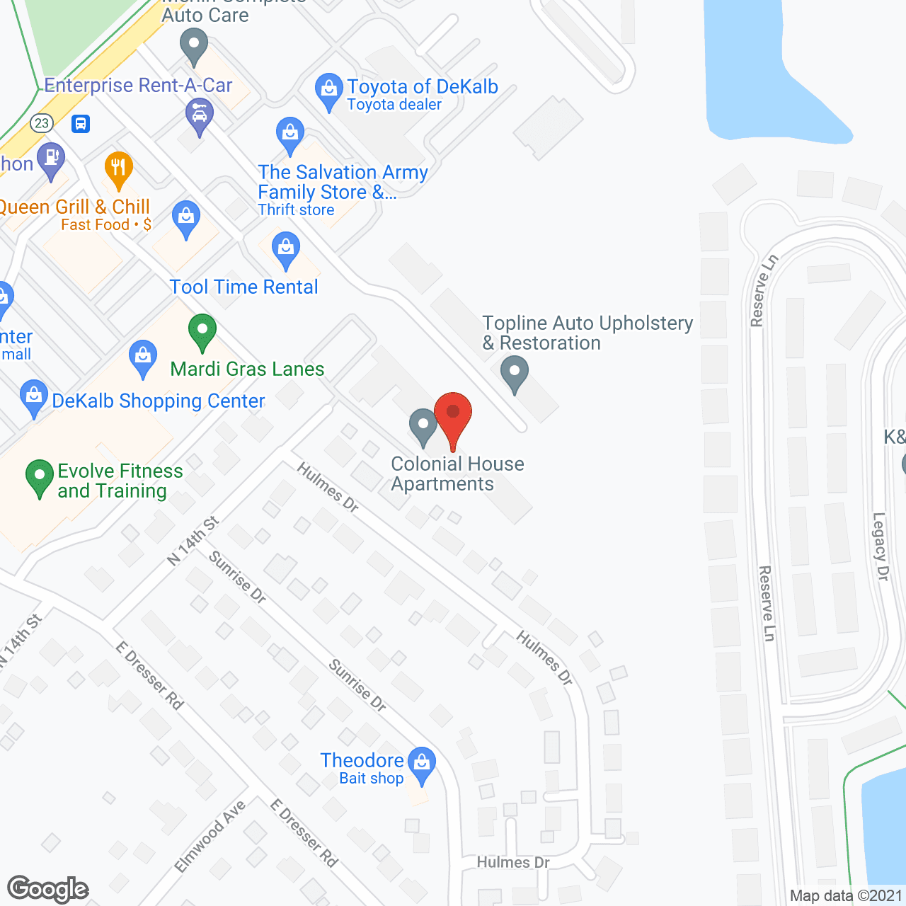 Map of the neighborhood around Colonial House