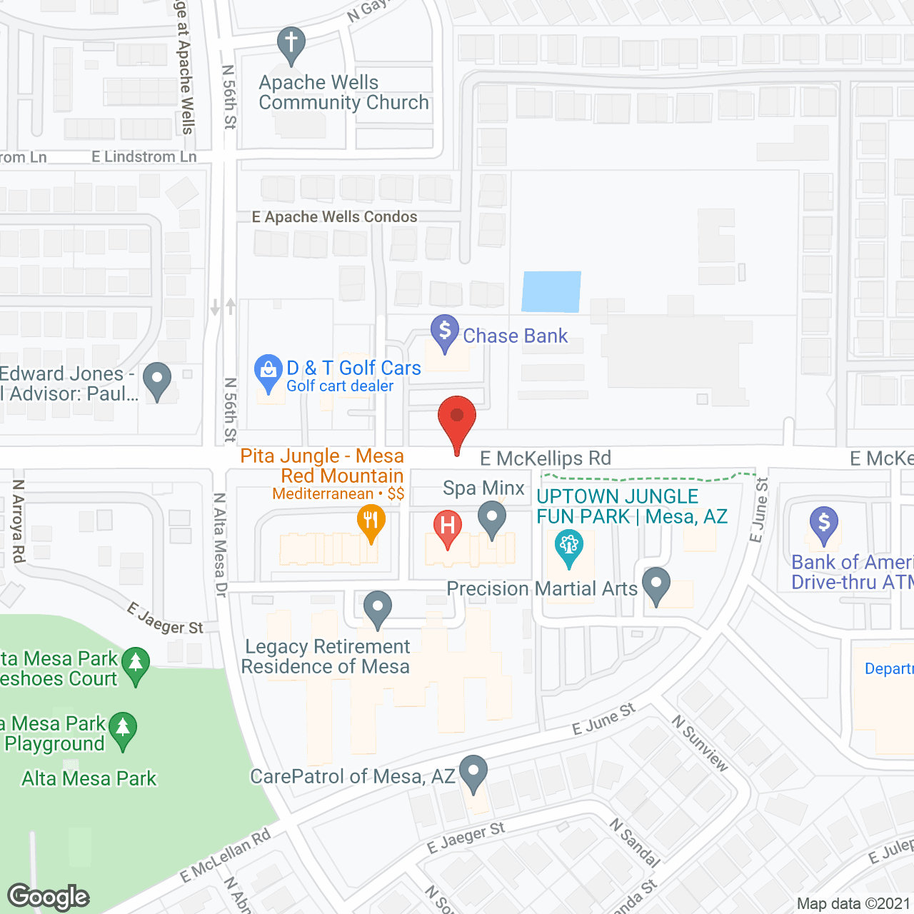 Map of the neighborhood around Legacy Retirement Residence of Mesa