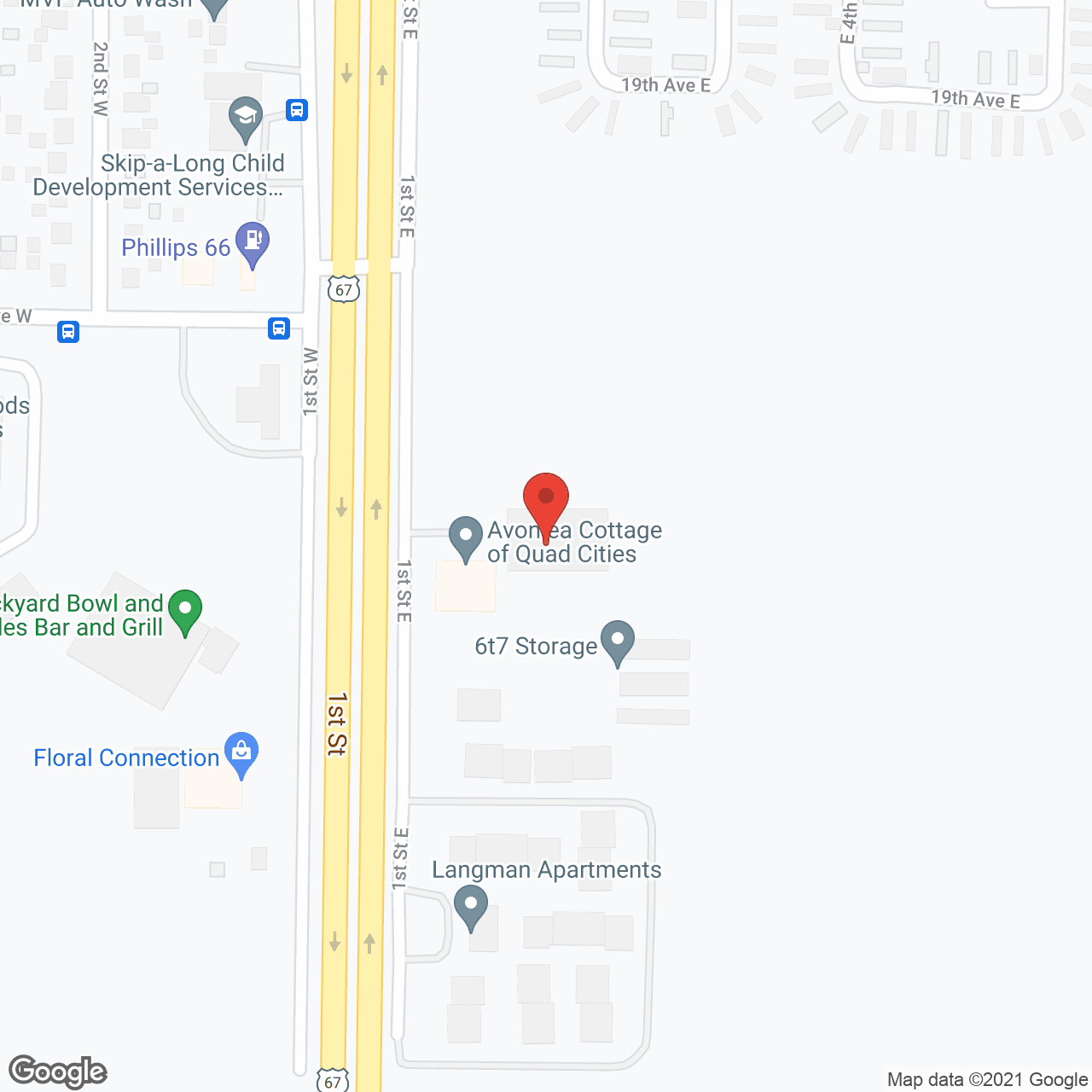 Map of the neighborhood around Avonlea Cottage of Quad Cities II