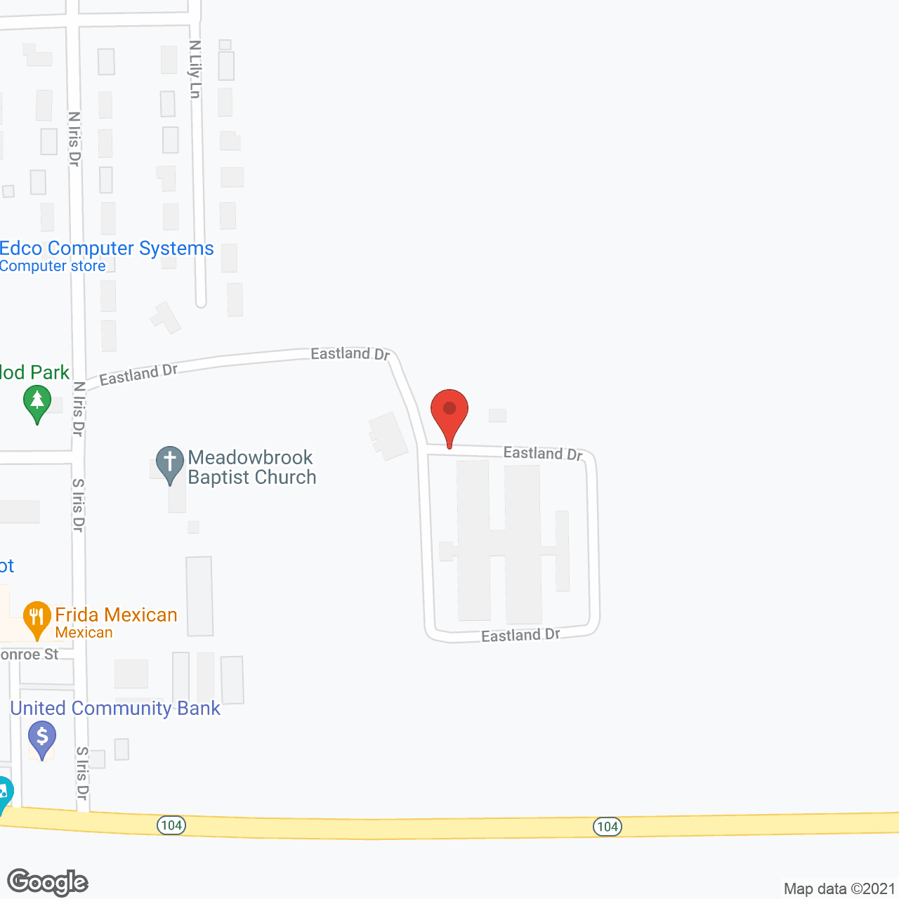 Map of the neighborhood around Eastland Retirement Community
