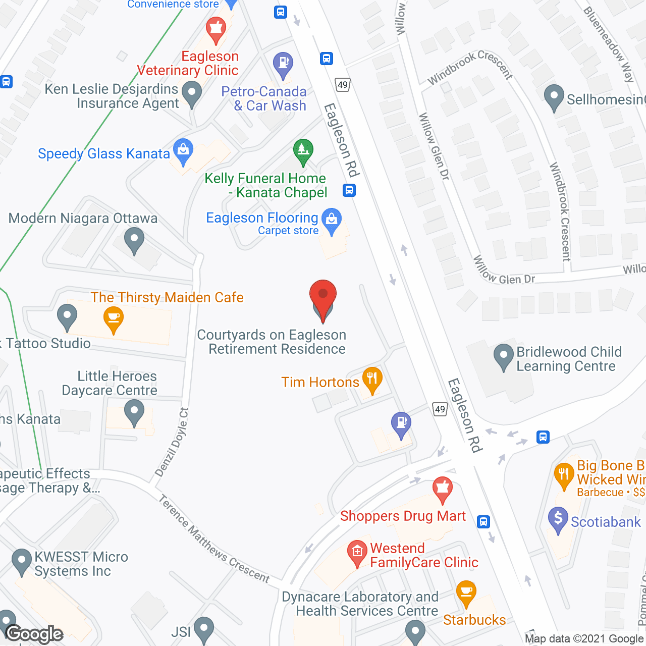 Map of the neighborhood around The Courtyards on Eagleson