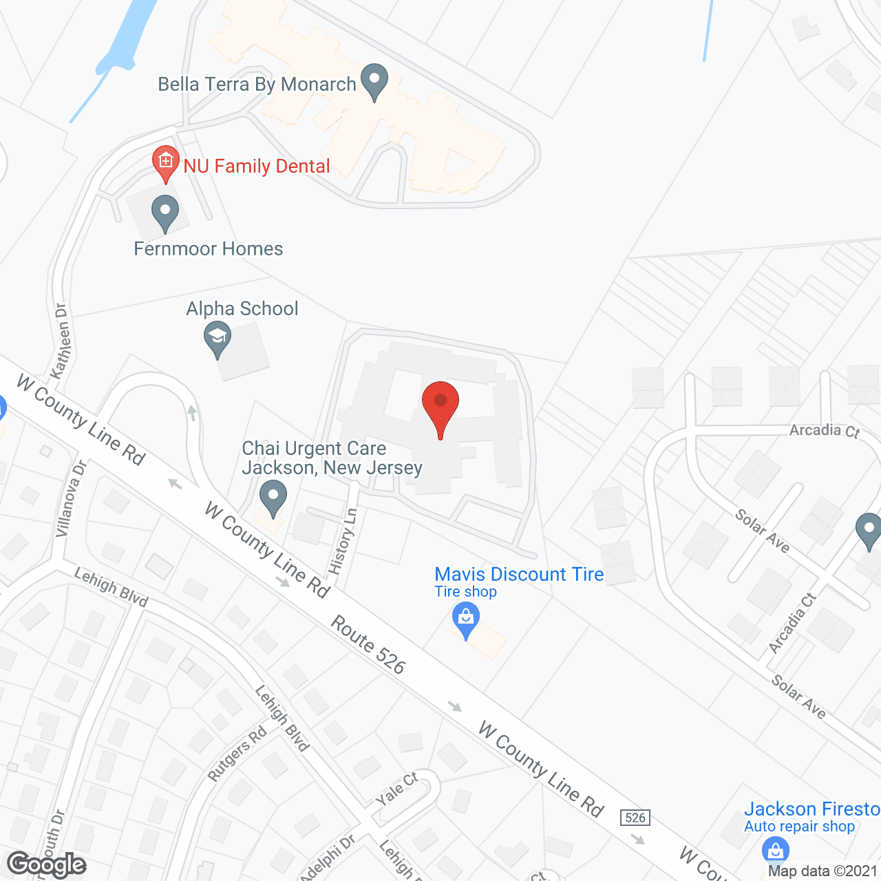 Map of the neighborhood around Harmony Lodge