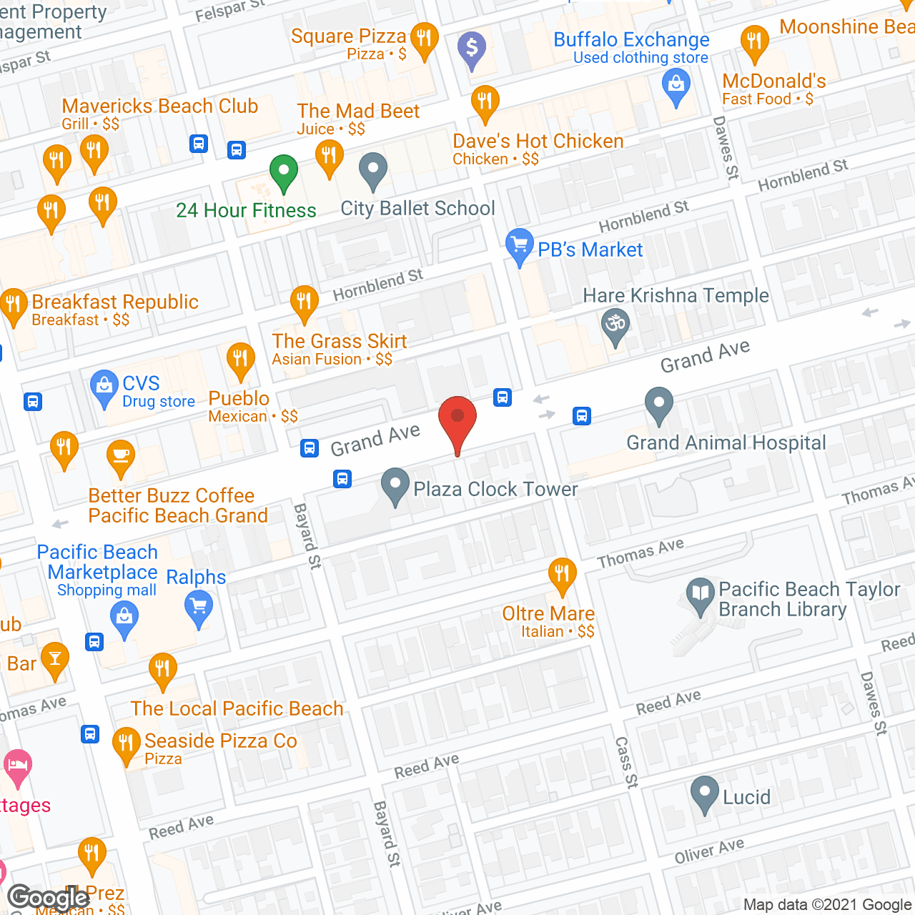 Map of the neighborhood around Oakmont of Pacific Beach