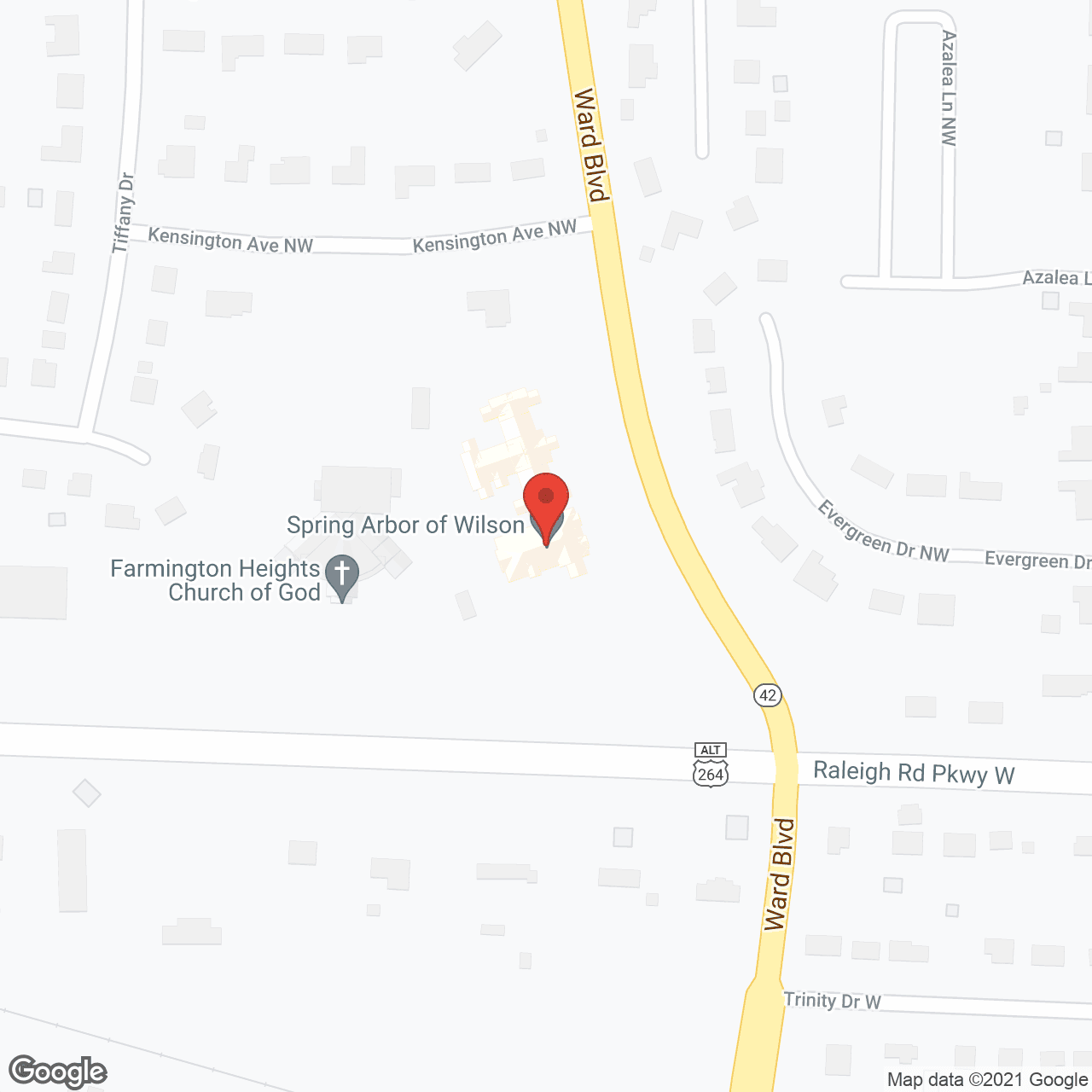 Map of the neighborhood around Spring Arbor of Wilson