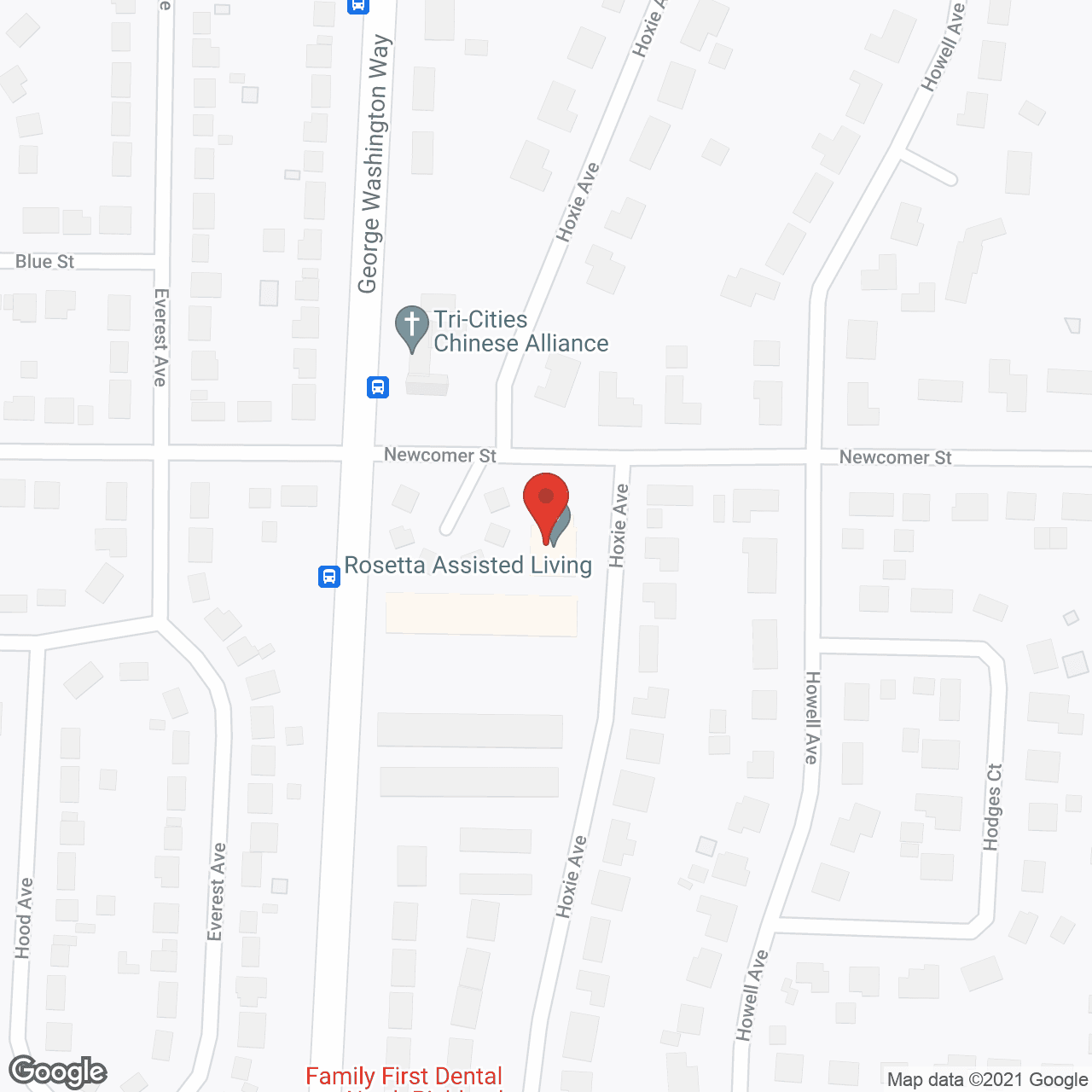 Map of the neighborhood around Rosetta Assisted Living Hoxie