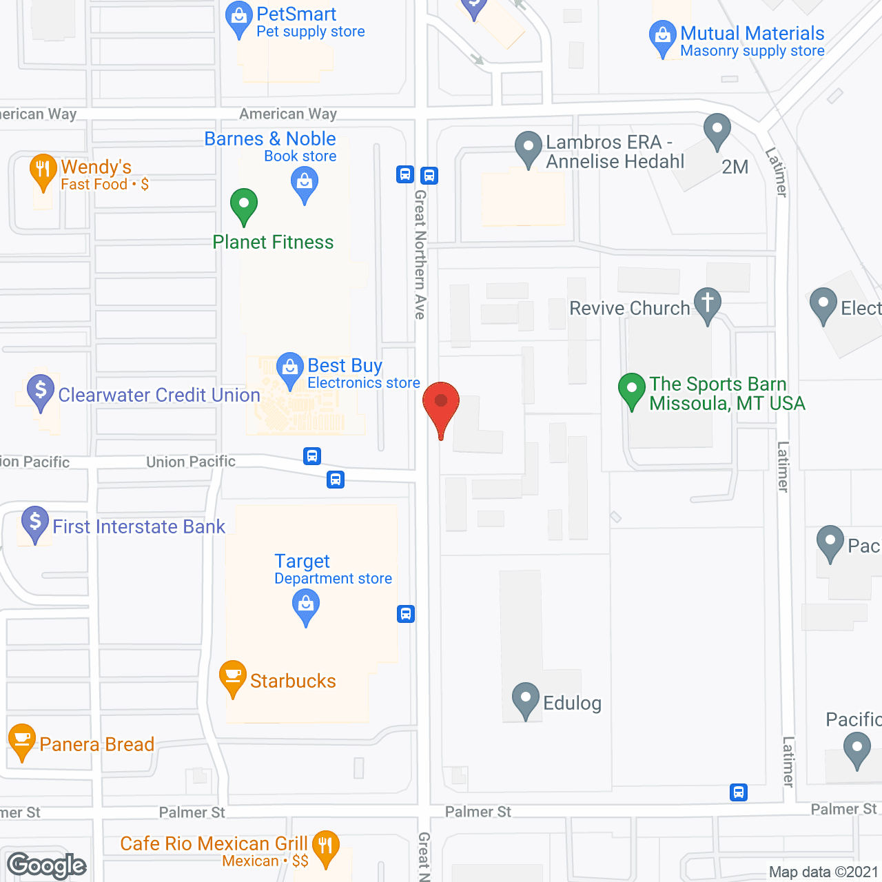Map of the neighborhood around Rosetta Assisted Living Missoula