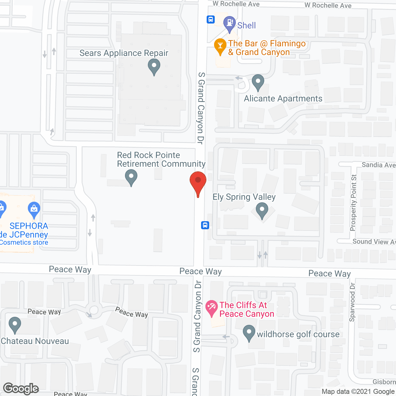 Map of the neighborhood around Red Rock Pointe Retirement Community