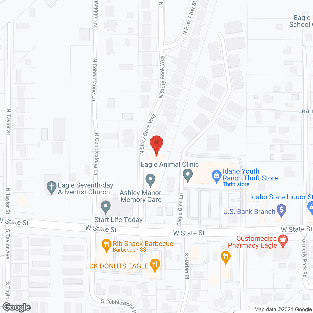 Map of the neighborhood around Ashley Manor - Storybook Way