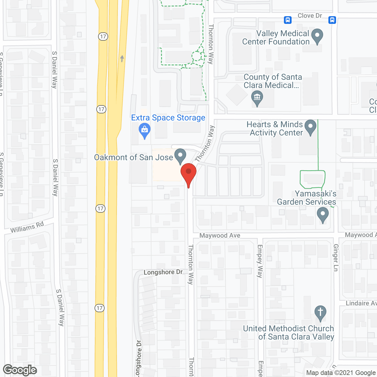 Map of the neighborhood around Oakmont of San Jose