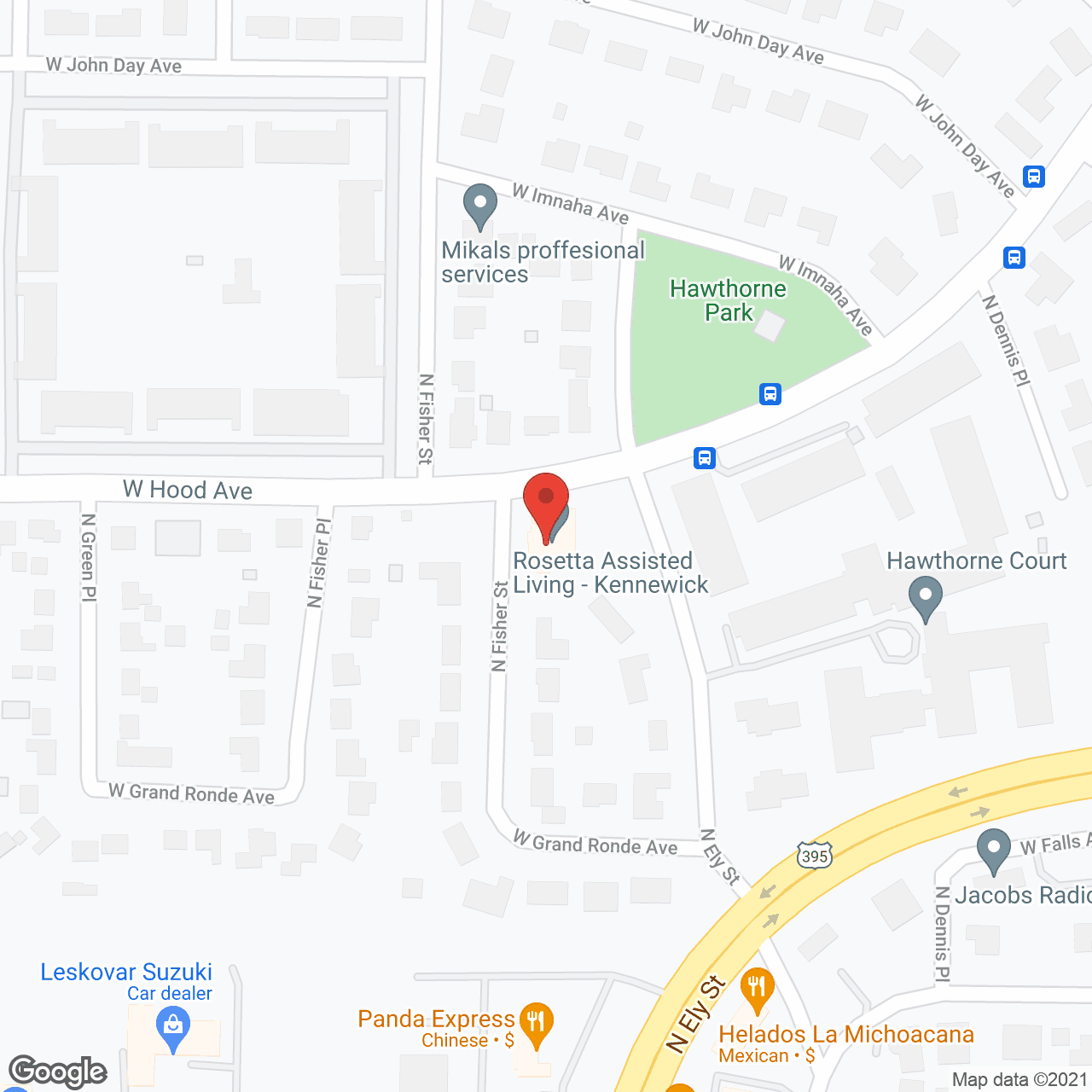 Map of the neighborhood around Rosetta Assisted Living - Fisher