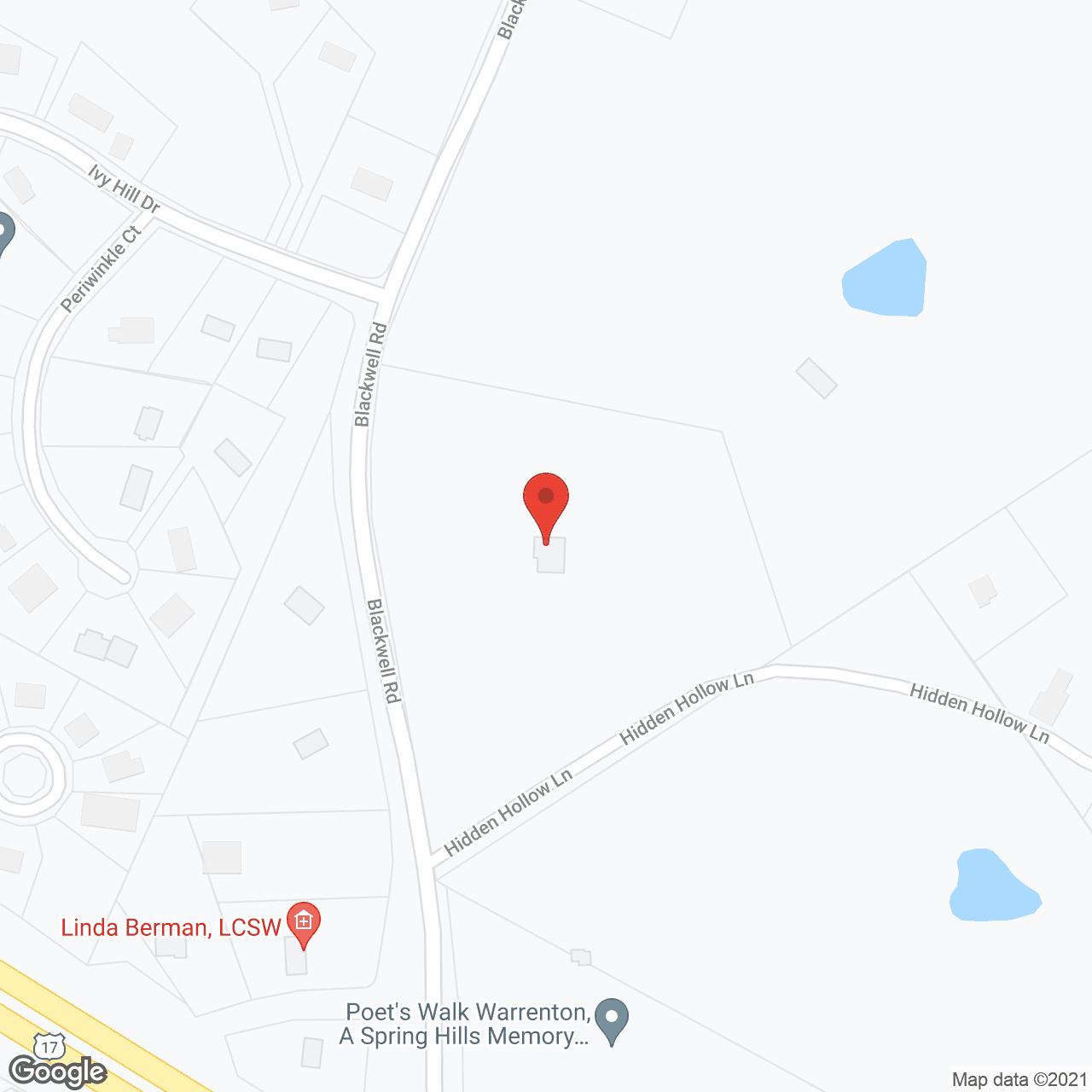 Map of the neighborhood around Poets Walk Warrenton Va