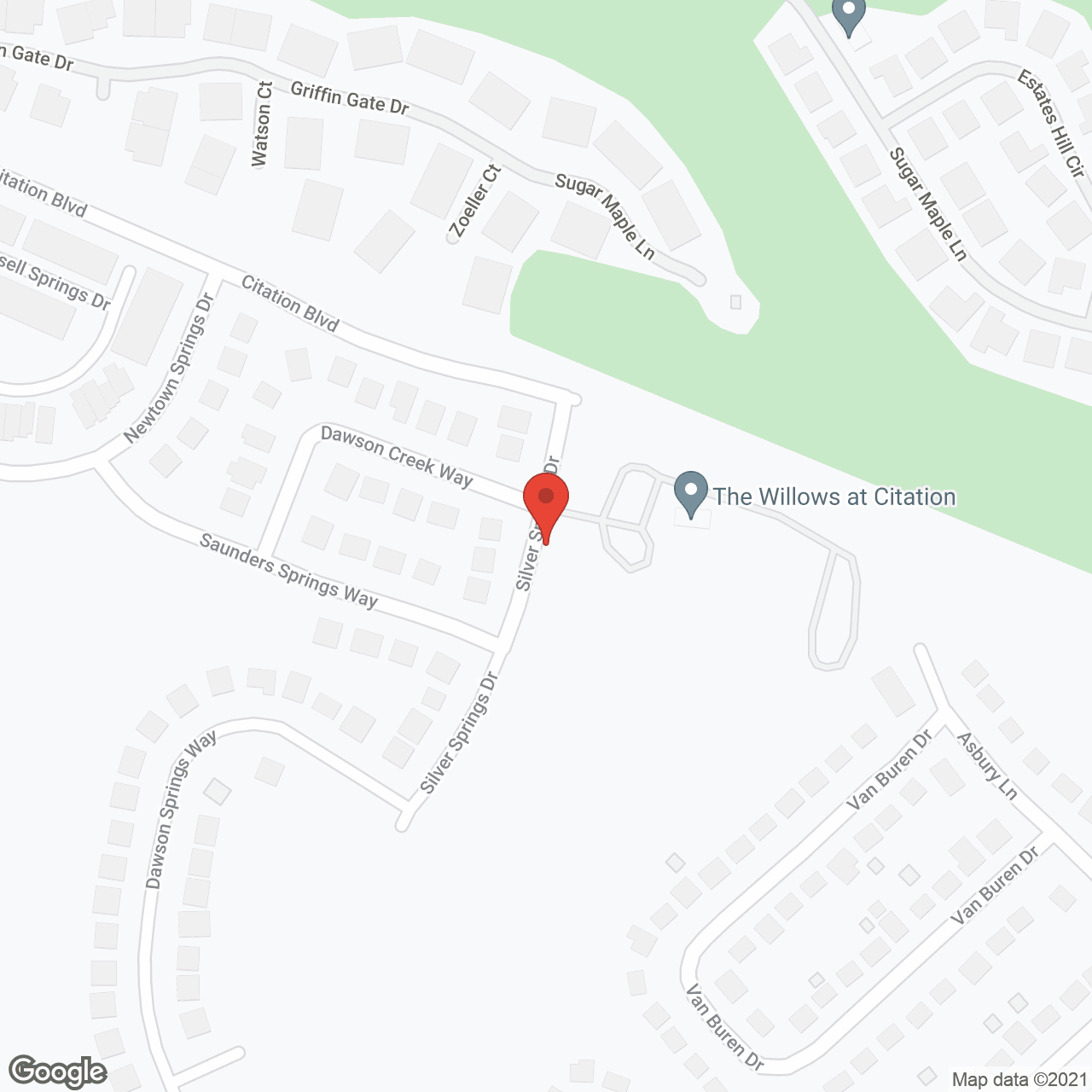 Map of the neighborhood around The Willows at Citation (Memory Care Opening Fall 2018)