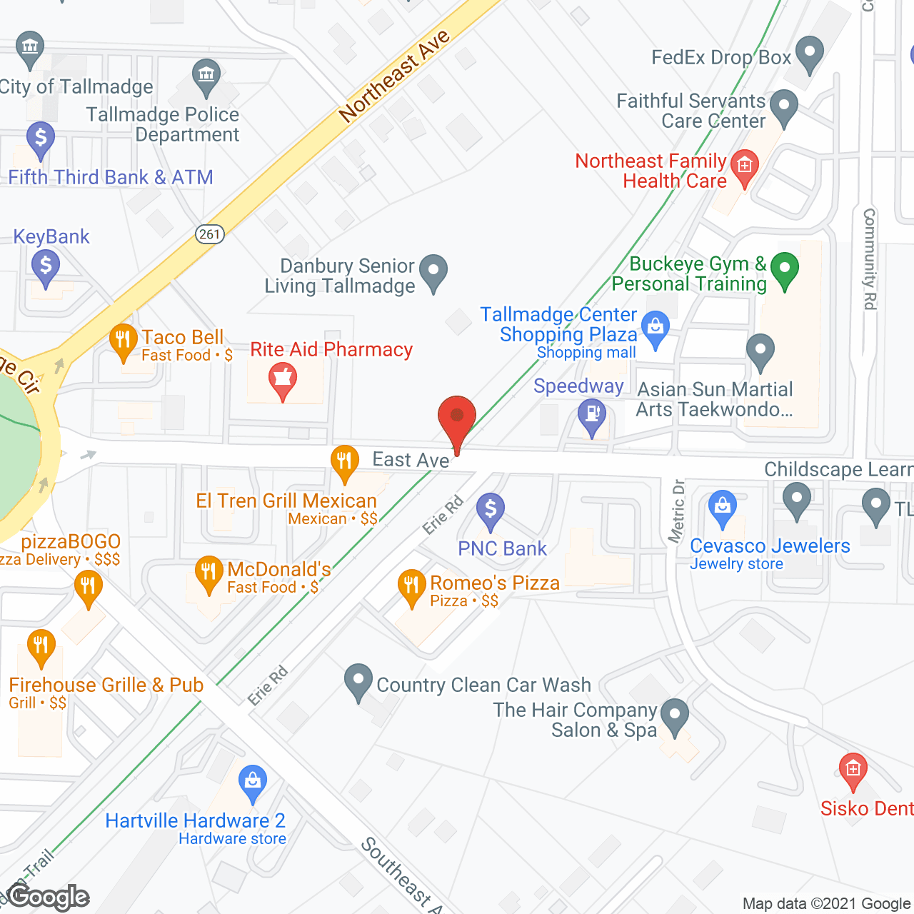 Map of the neighborhood around Danbury in Tallmadge