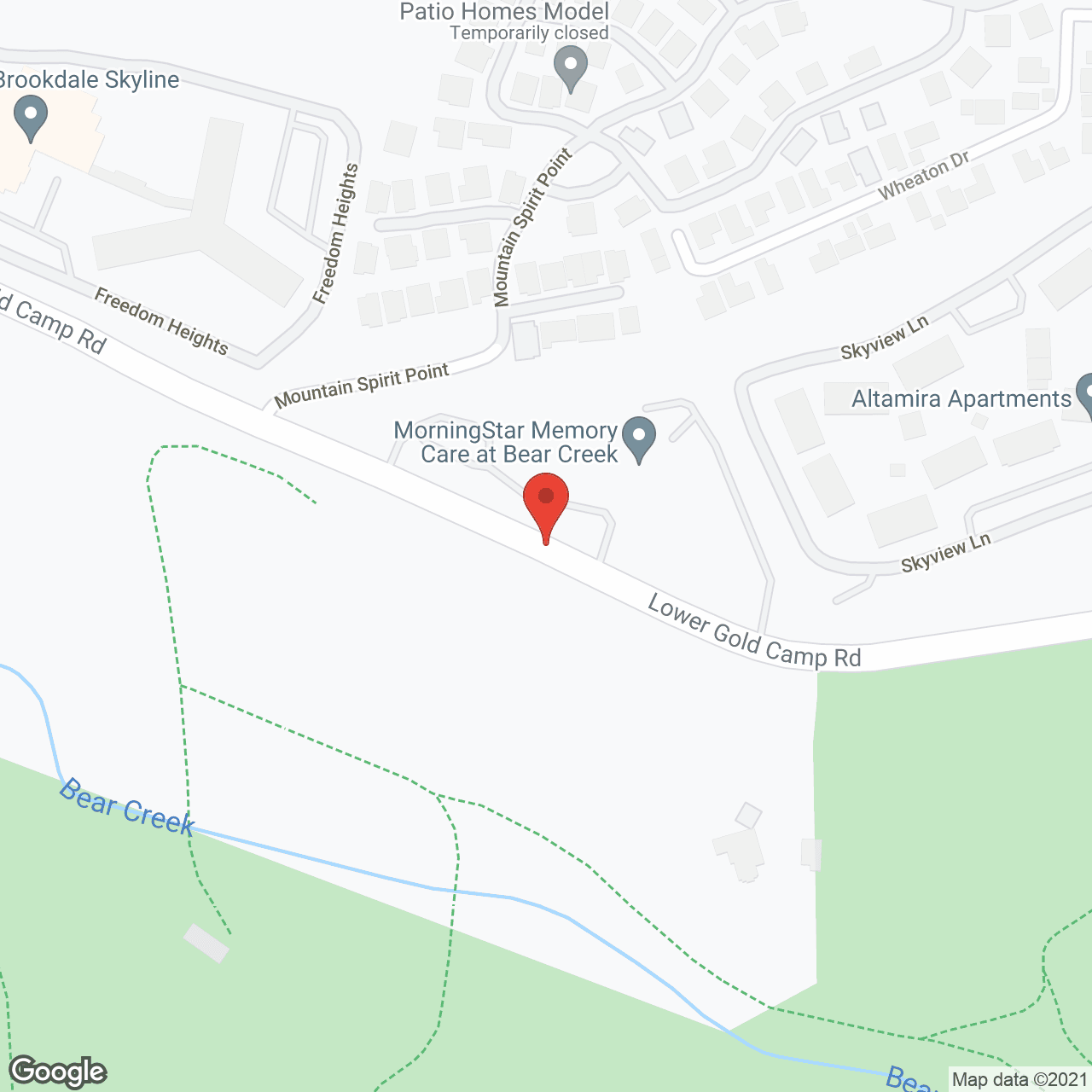 Map of the neighborhood around MorningStar at Bear Creek