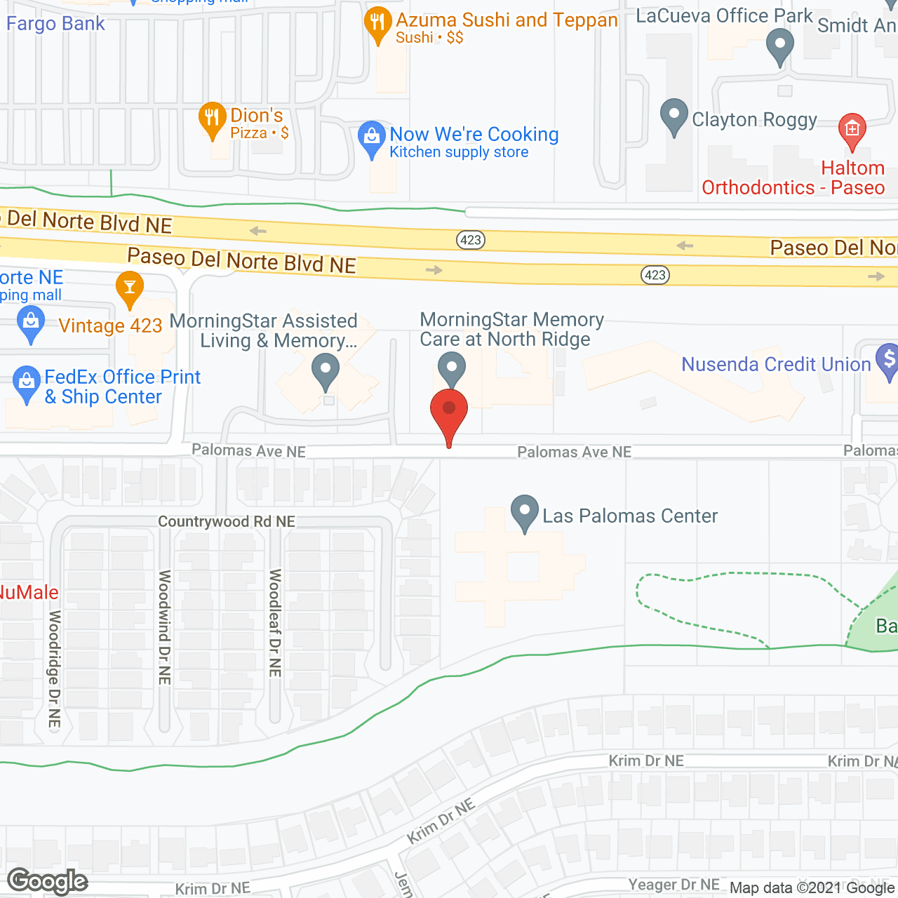 Map of the neighborhood around MorningStar of Albuquerque