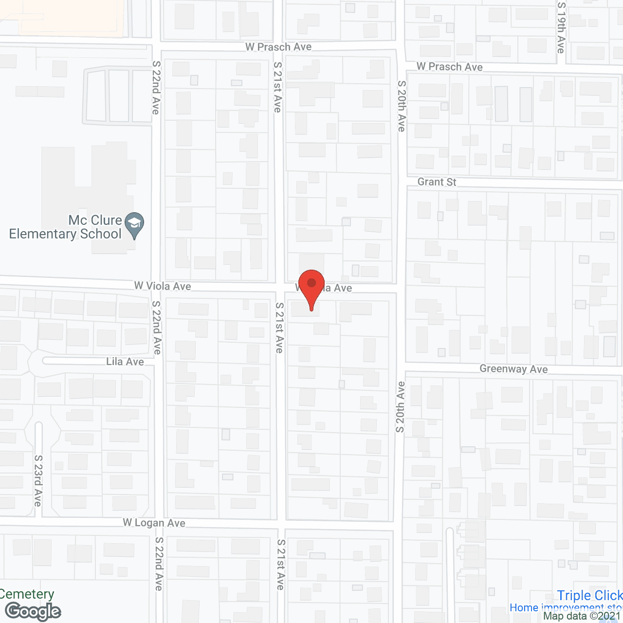 Map of the neighborhood around Our Home Away From Home.