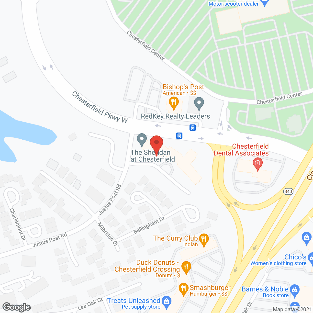 Map of the neighborhood around The Grande at Chesterfield