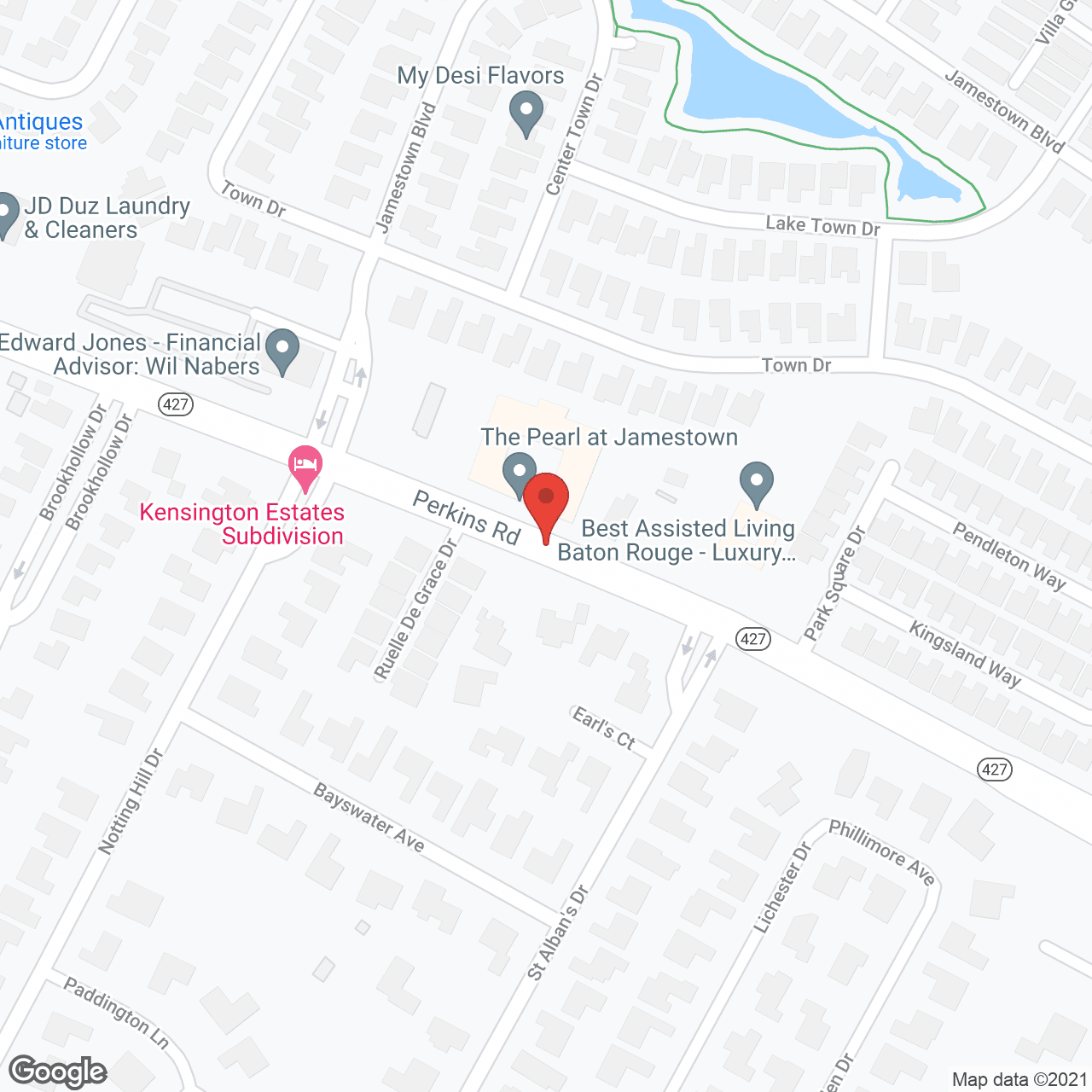 Map of the neighborhood around The Pearl at Jamestown