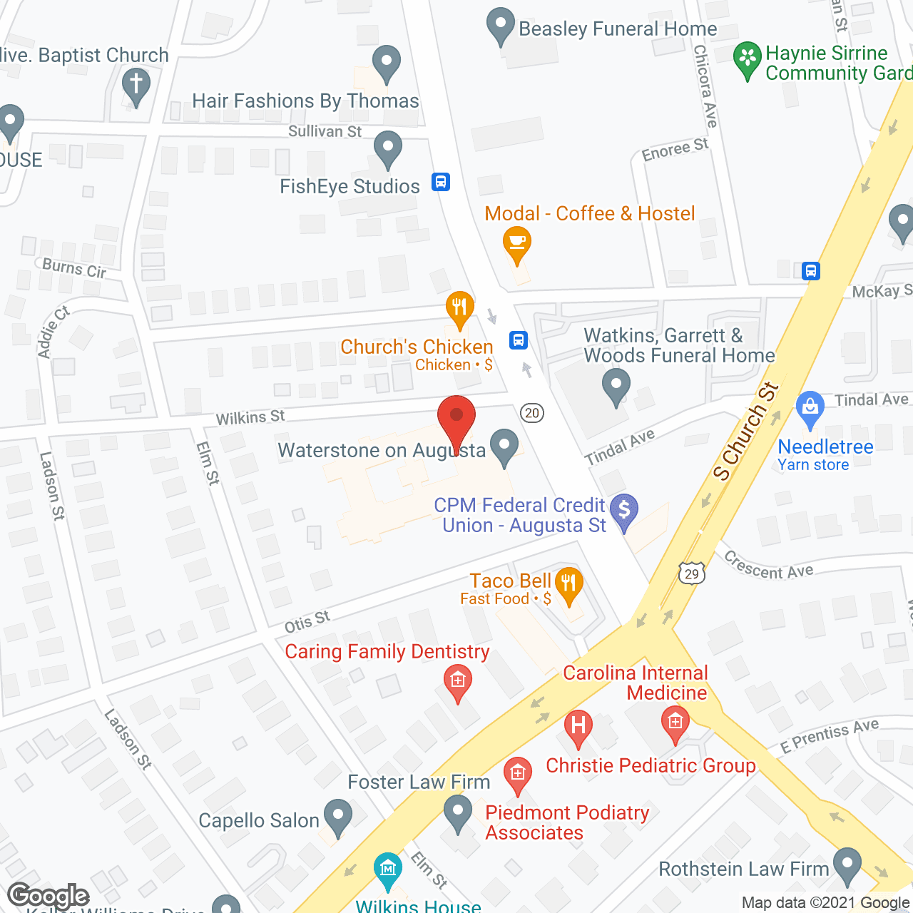 Map of the neighborhood around Waterstone on Augusta