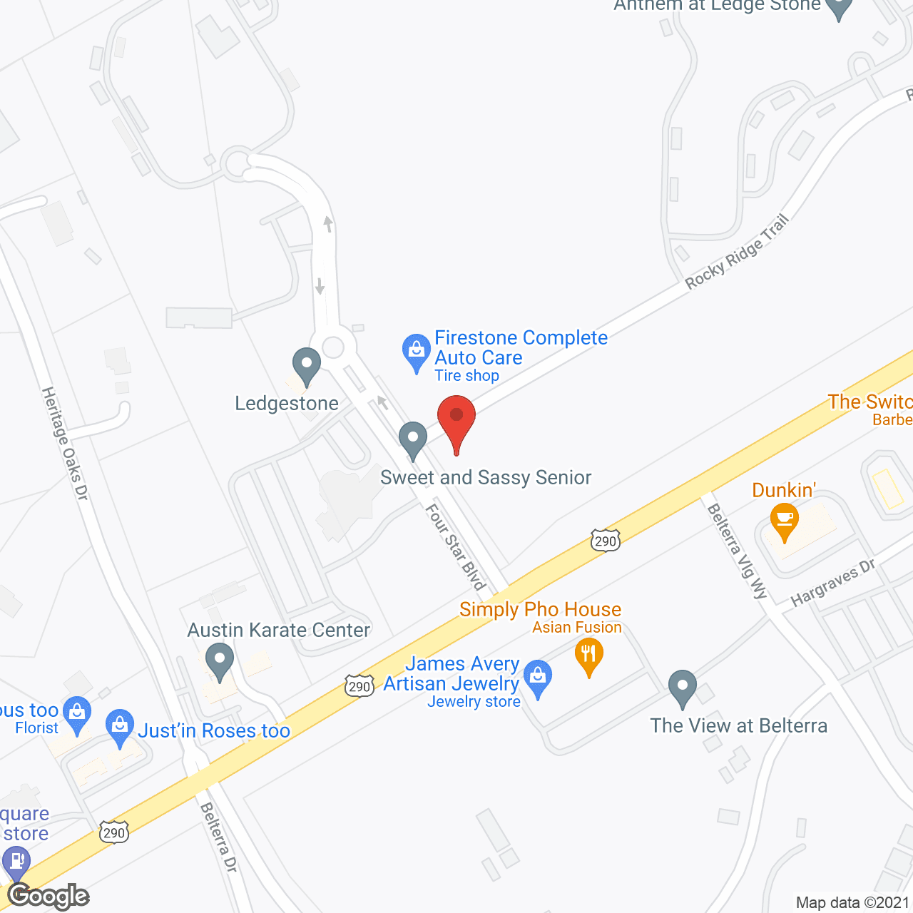 Map of the neighborhood around Ledgestone Senior Living