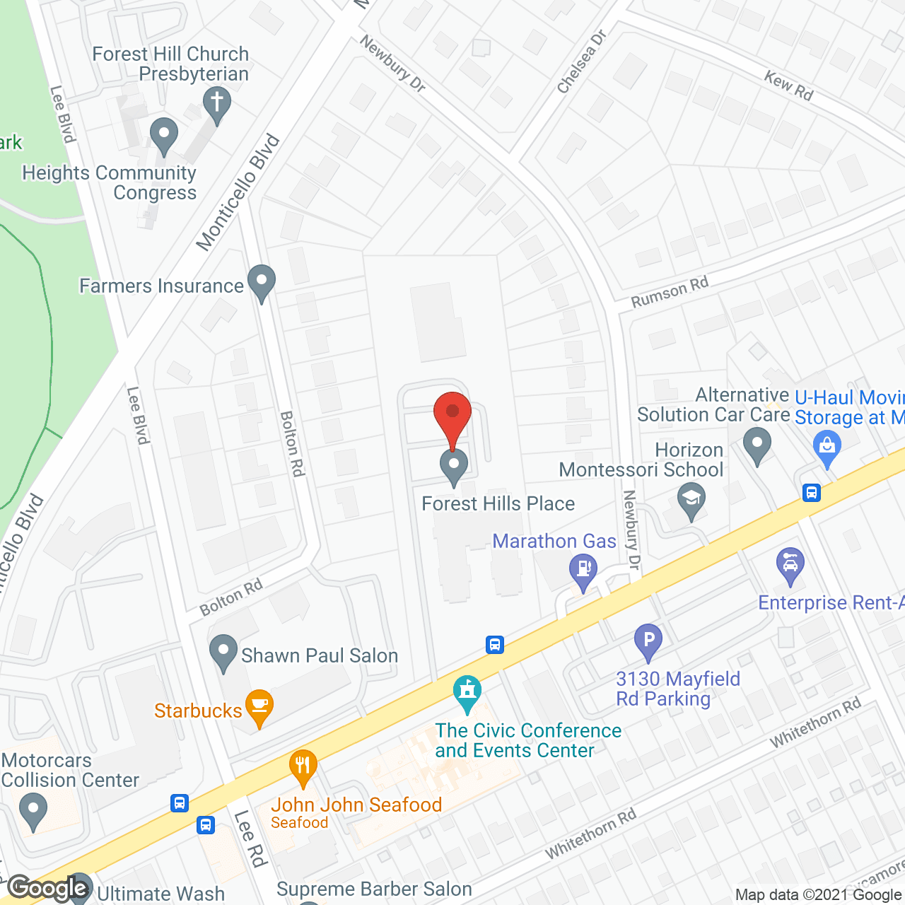 Map of the neighborhood around Forest Hills Place