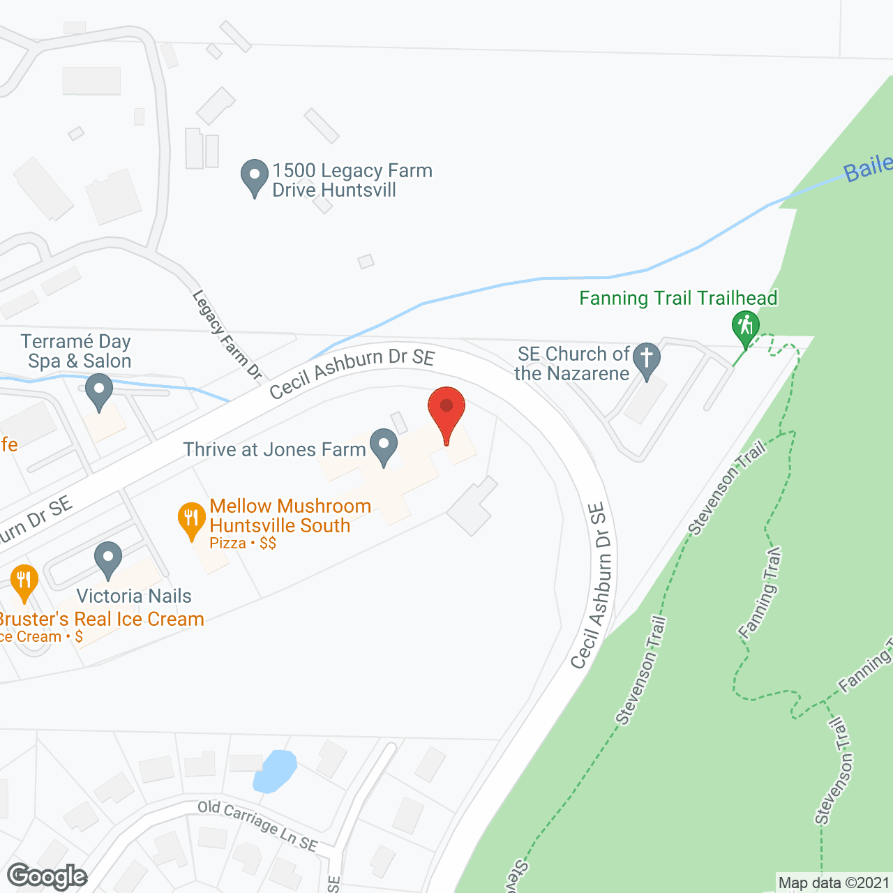 Map of the neighborhood around Thrive at Jones Farm
