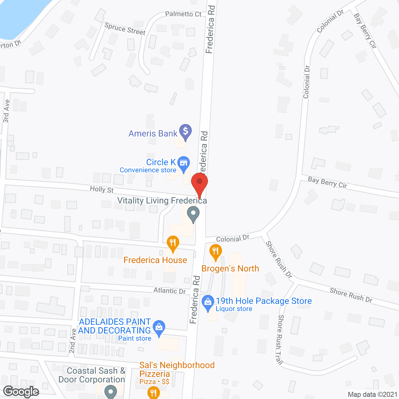 Map of the neighborhood around Vitality Living Frederica