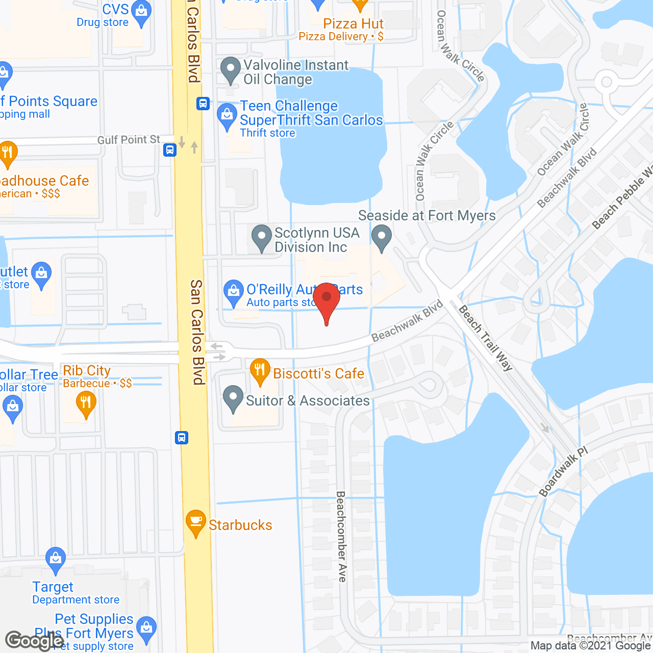 Map of the neighborhood around Seaside at Fort Myers