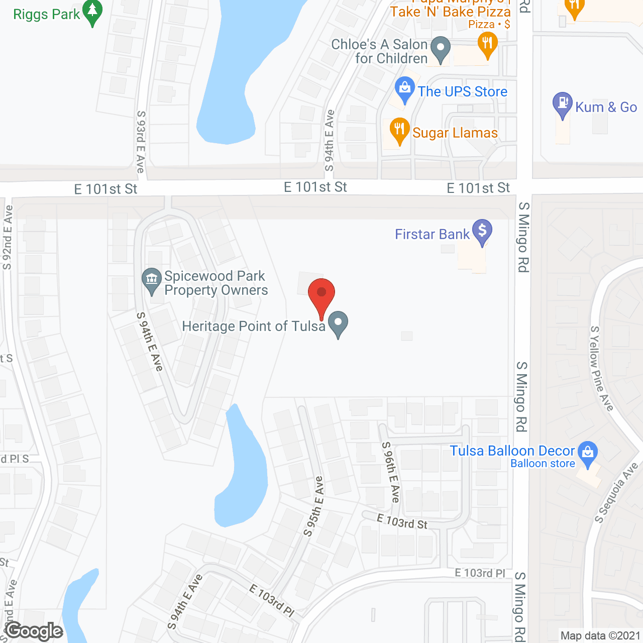 Map of the neighborhood around Iris Memory Care Tulsa