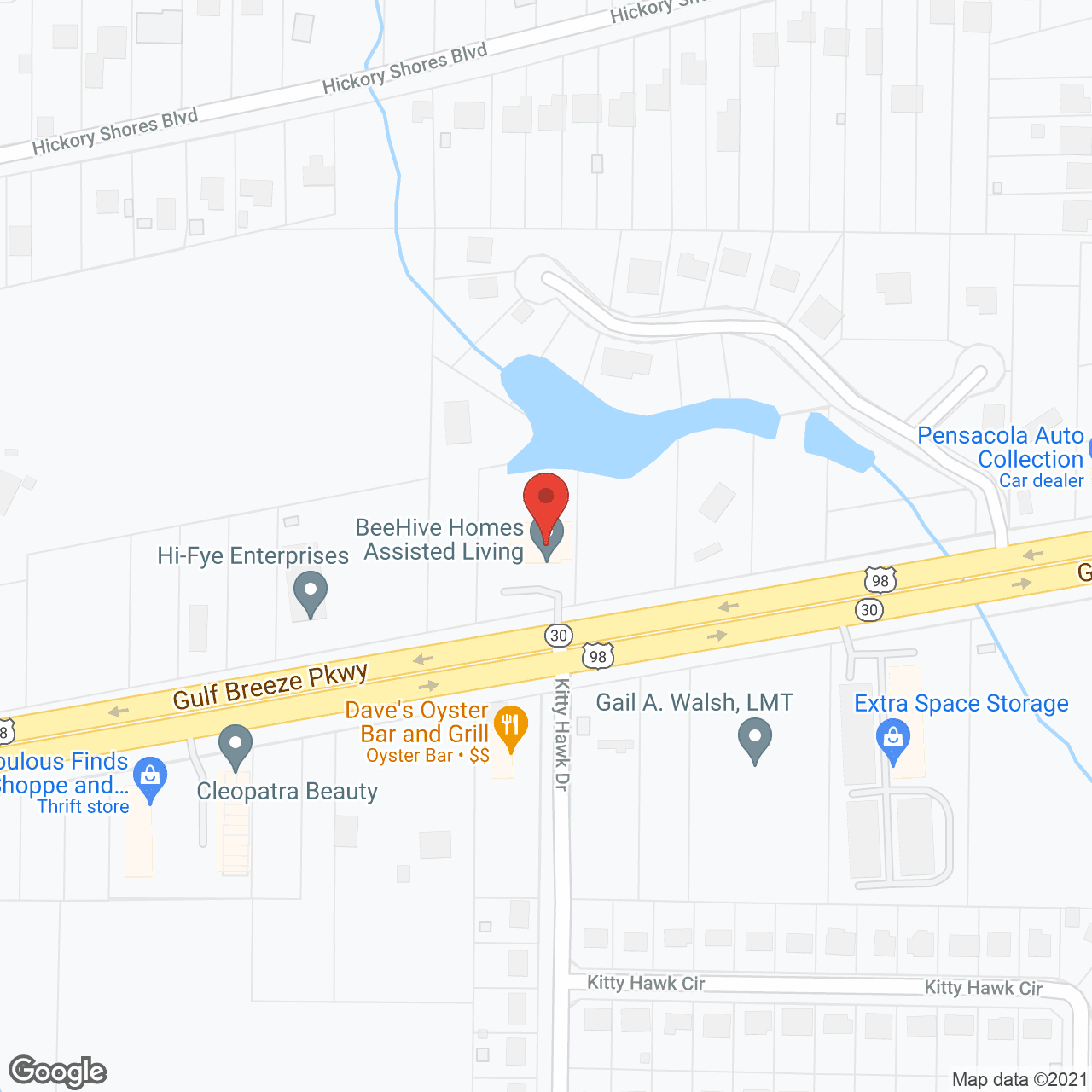 Map of the neighborhood around Beehive Homes of Gulf Breeze
