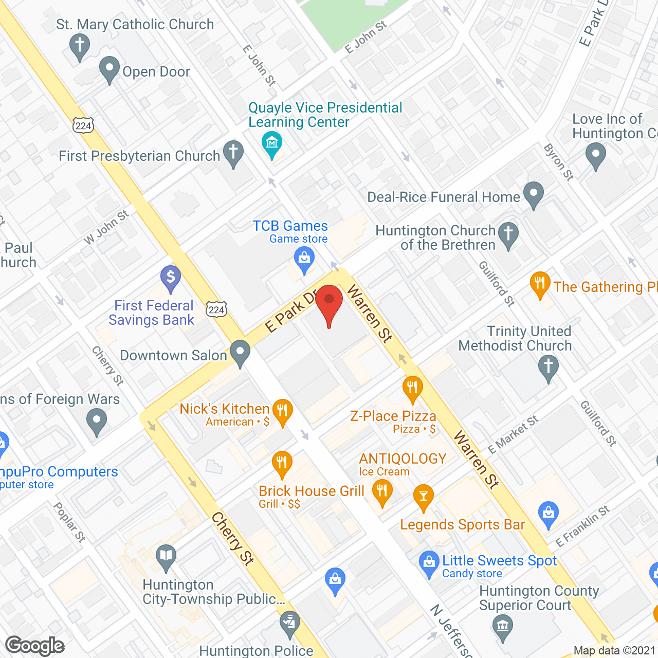 Map of the neighborhood around Park Lofts at Huntington