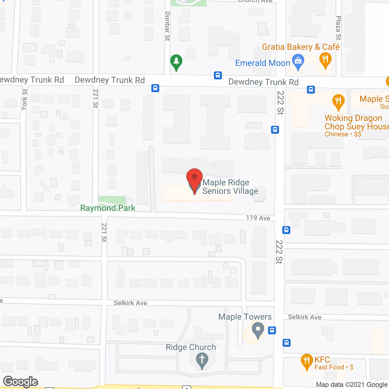 Map of the neighborhood around Maple Ridge Seniors Village